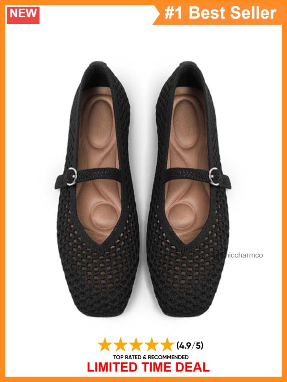 Woven Mary Jane Flats Square Toe Ankle Strap Washable Comfort